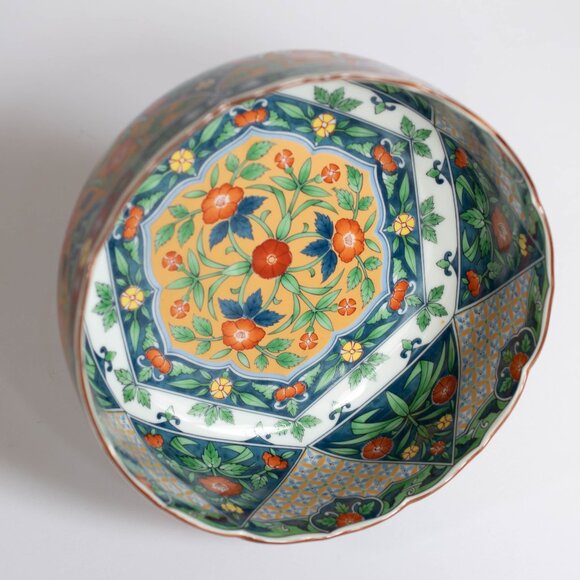 VTG Arita Ware Asuka Kiln Bowl 7.5" Imari Dyekin Crest Japanese Ceramic Large - Picture 4 of 6